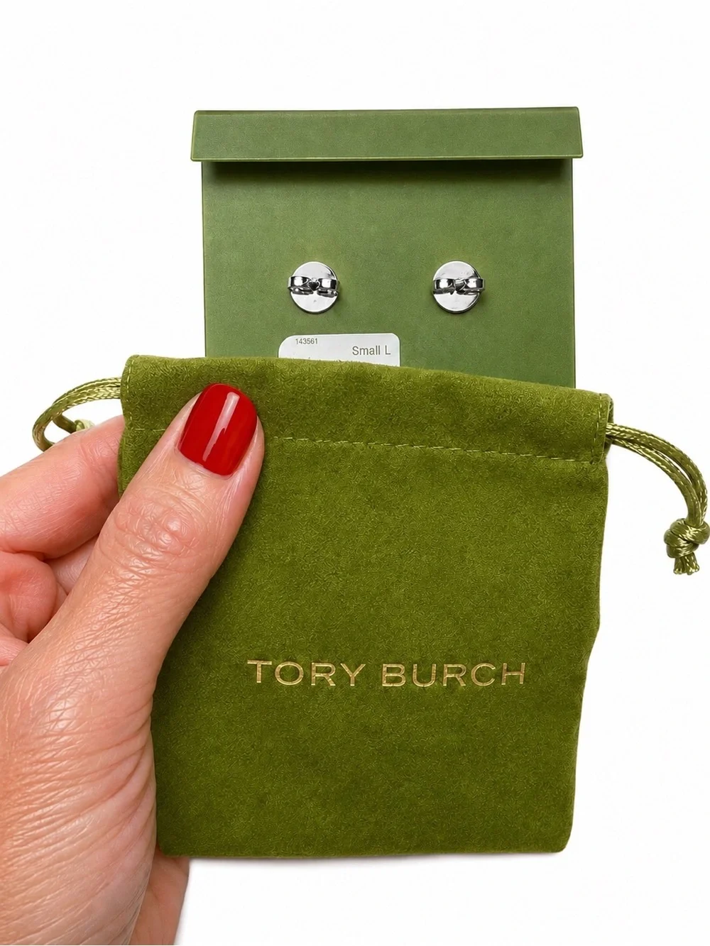 Tory Burch Small Icon Enamel Stud Earrings Silver 🩶